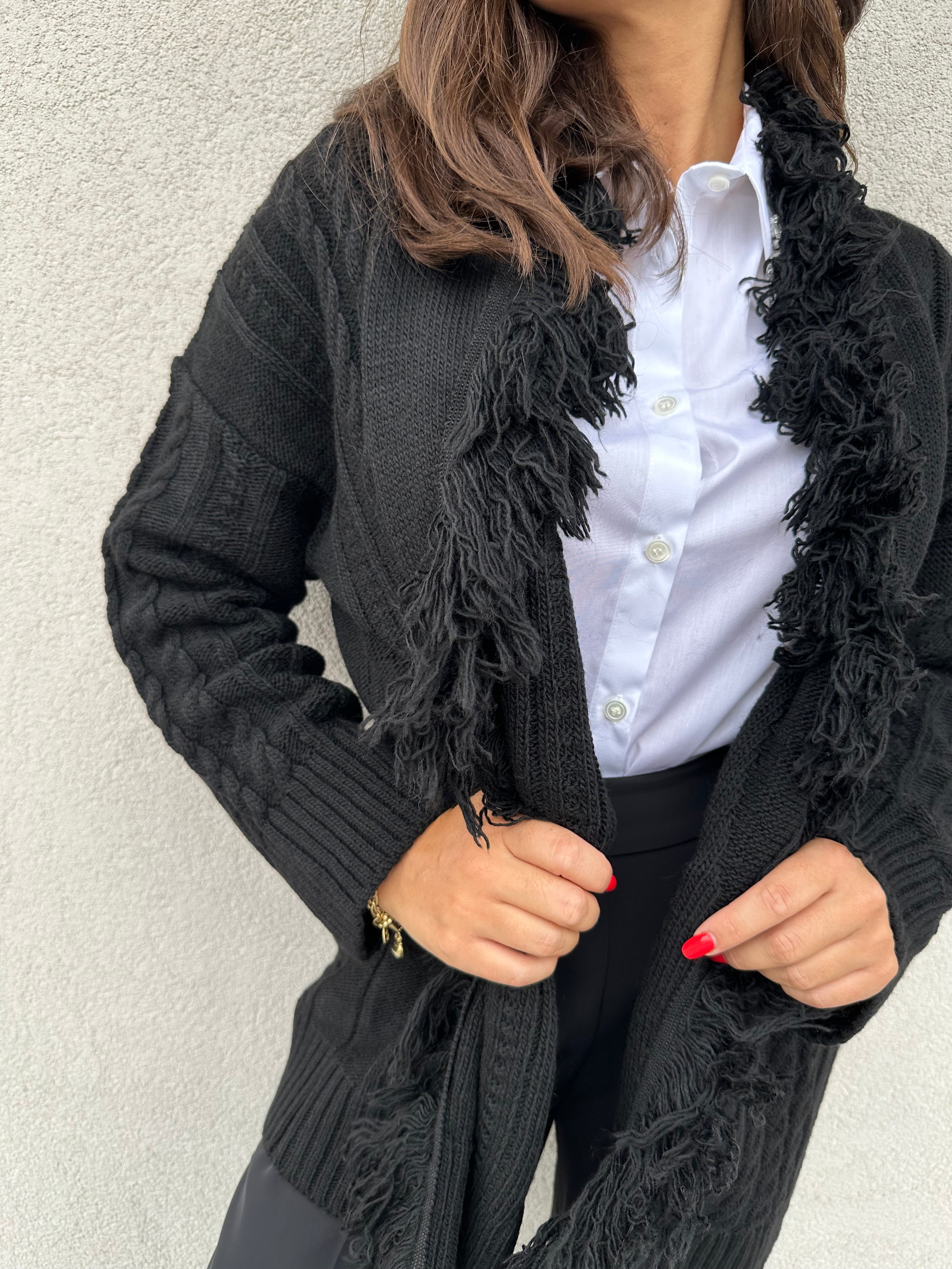 Cardigan trecce NERO - KONTATTO