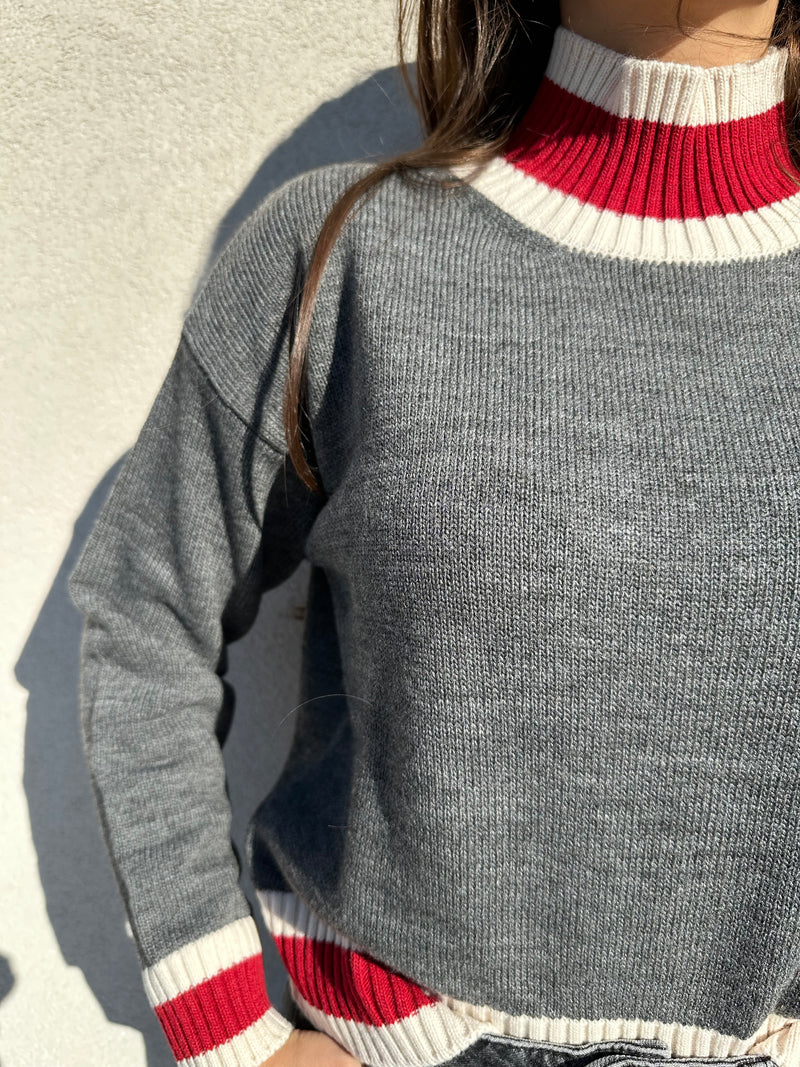 Maglione GRIGIO/BORDEAUX - VICOLO