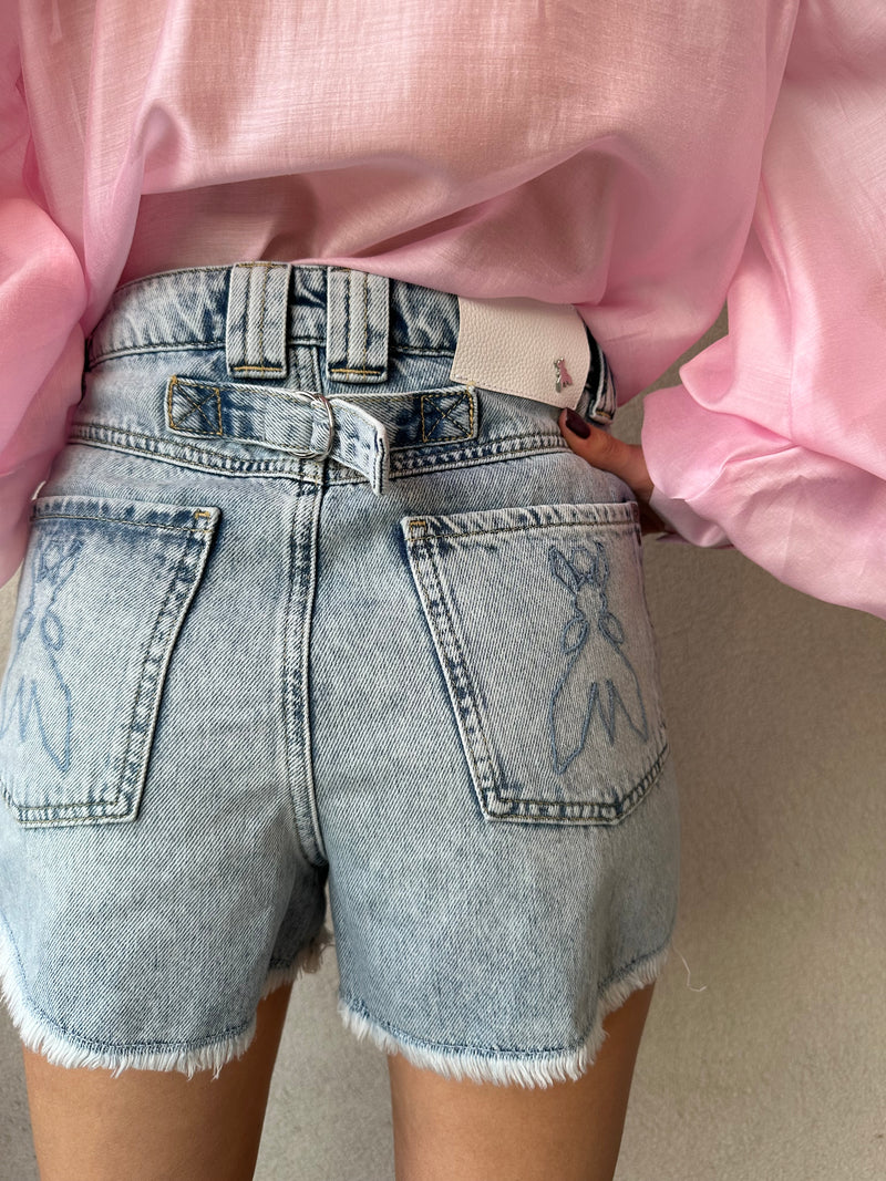 Shorts in denim slavato - PATRIZIA PEPE
