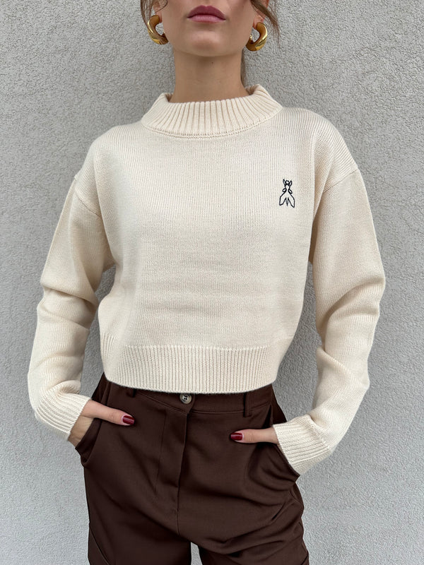 Maglione crop PANNA - PATRIZIA PEPE