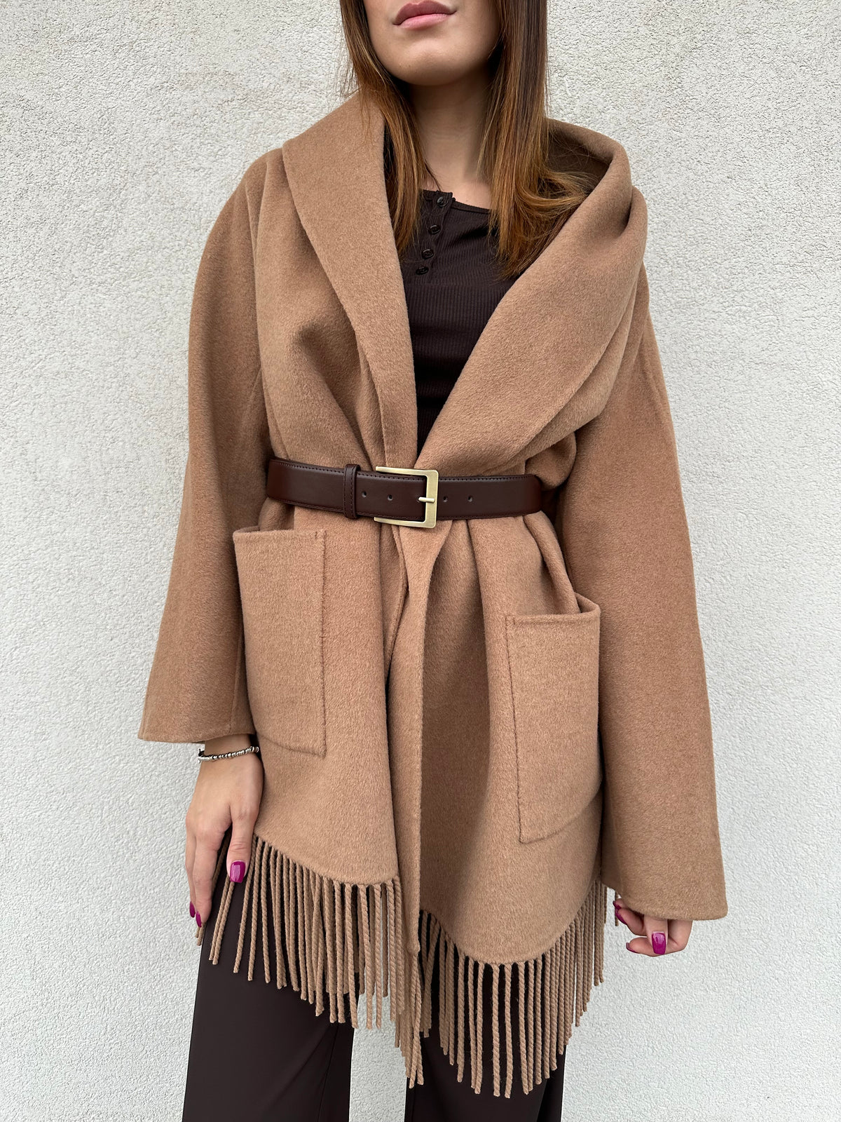 Cappotto frange BISCOTTO - VICOLO