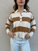 Polo bottoni PANNA/MOU - VICOLO