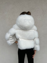 Ecopelliccia cappuccio BIANCA - YES LONDON