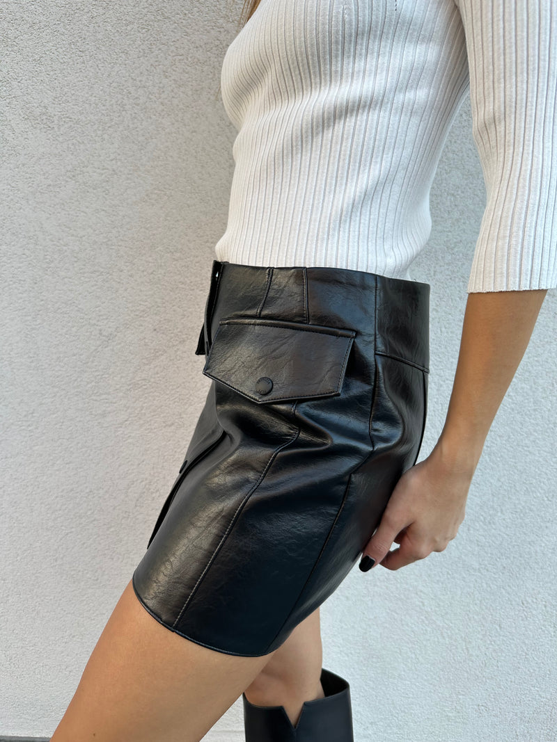 Gonna mini ecopelle NERA - PATRIZIA PEPE