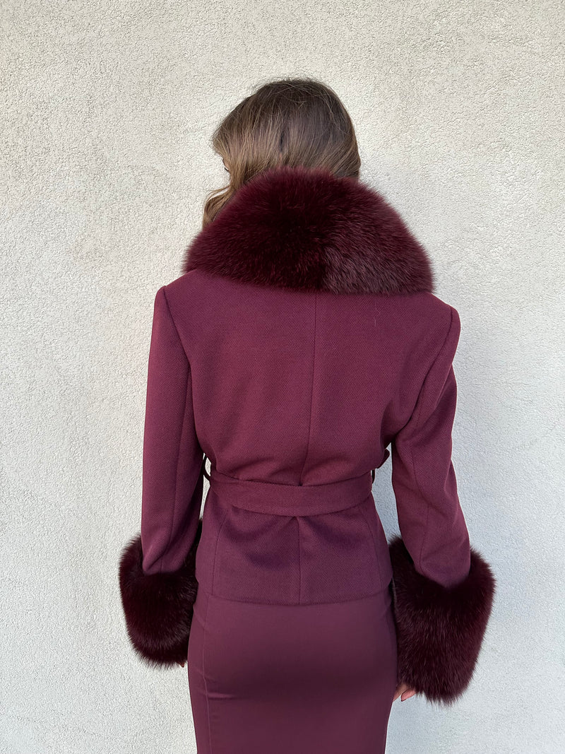 Cappotto con pelo BORDEAUX - YES LONDON