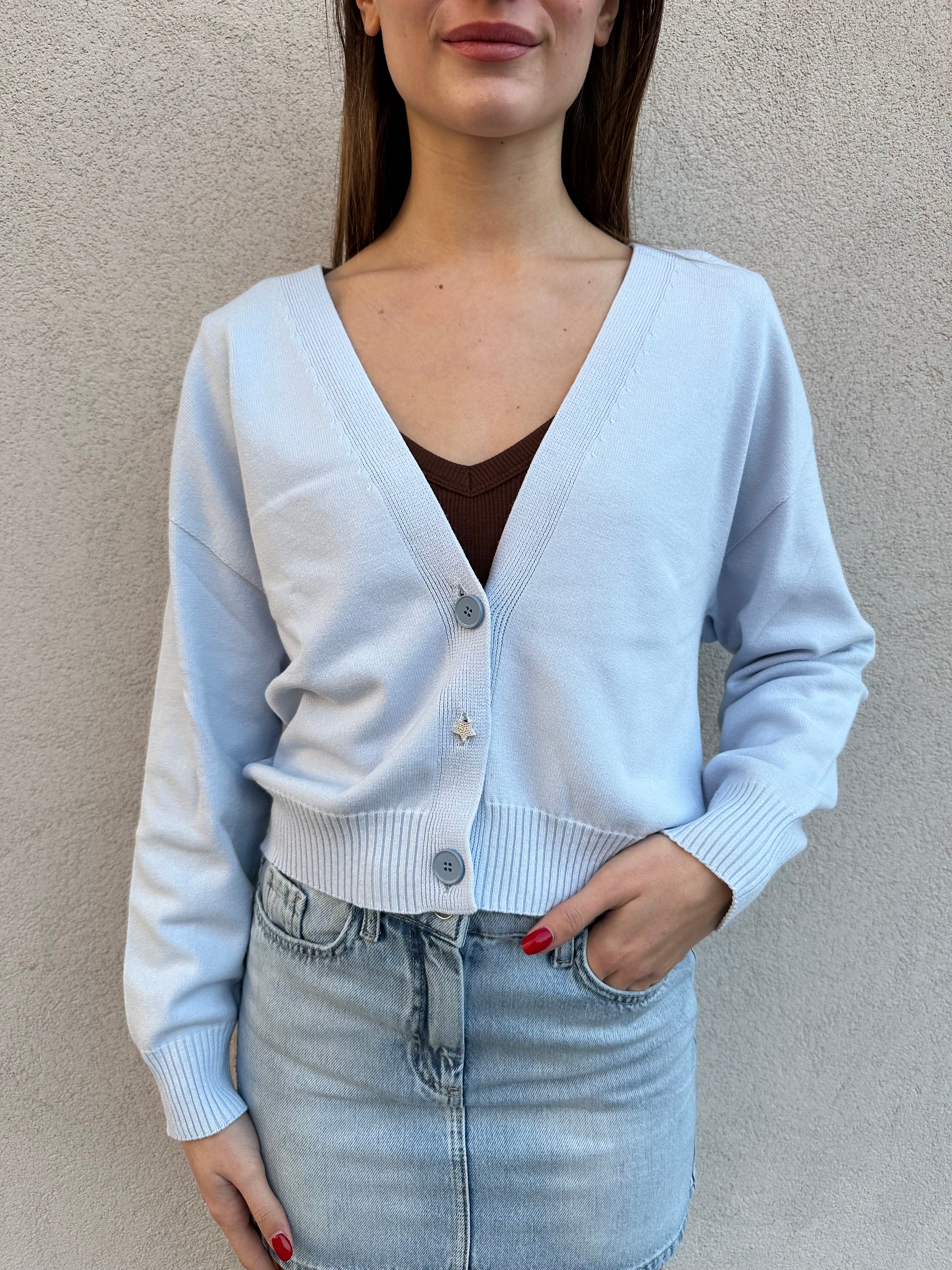 Cardigan stellina AZZURRO - VICOLO