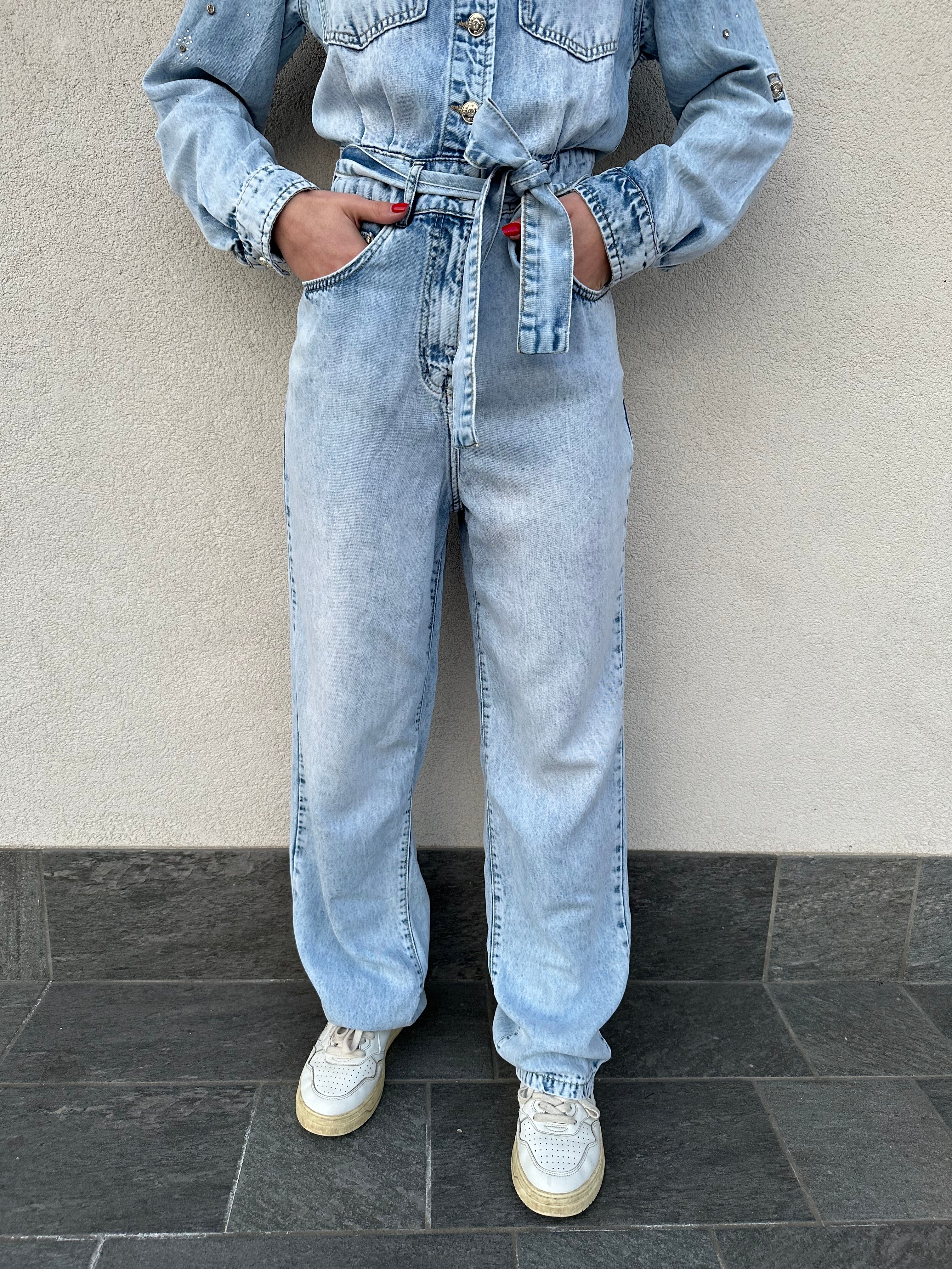 Tuta denim strass