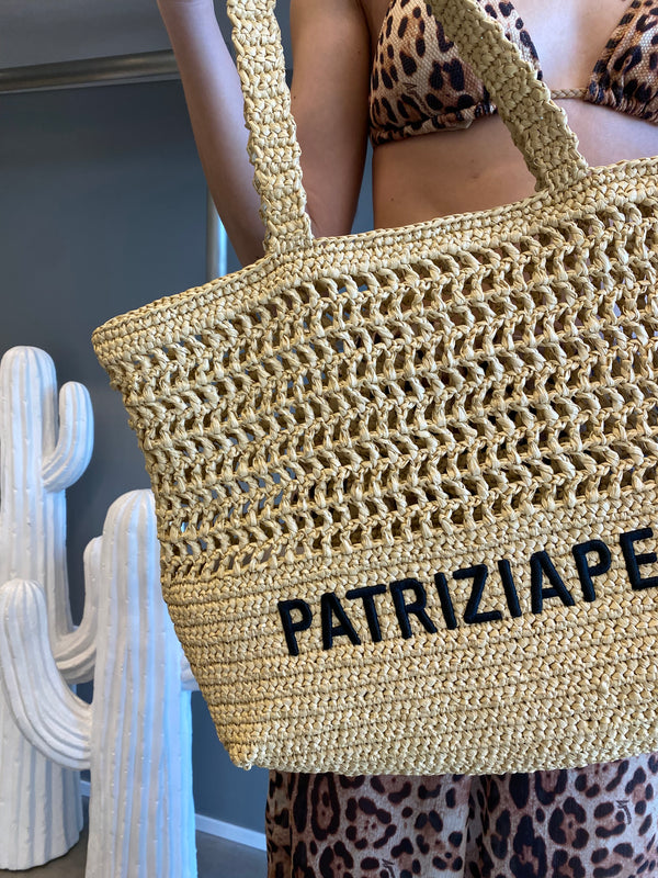 Borsa in rafia LOGO - PATRIZIA PEPE