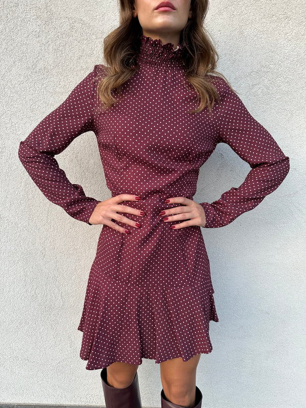 Abito ASTRID pois bordeaux - MAR DE MARGARITAS