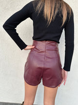 Pantaloncino ecopelle BORDEAUX - SILENCE LIMITED