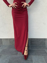 Abito lungo drappeggi BORDEAUX - SILENCE LIMITED
