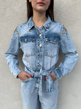Tuta denim strass
